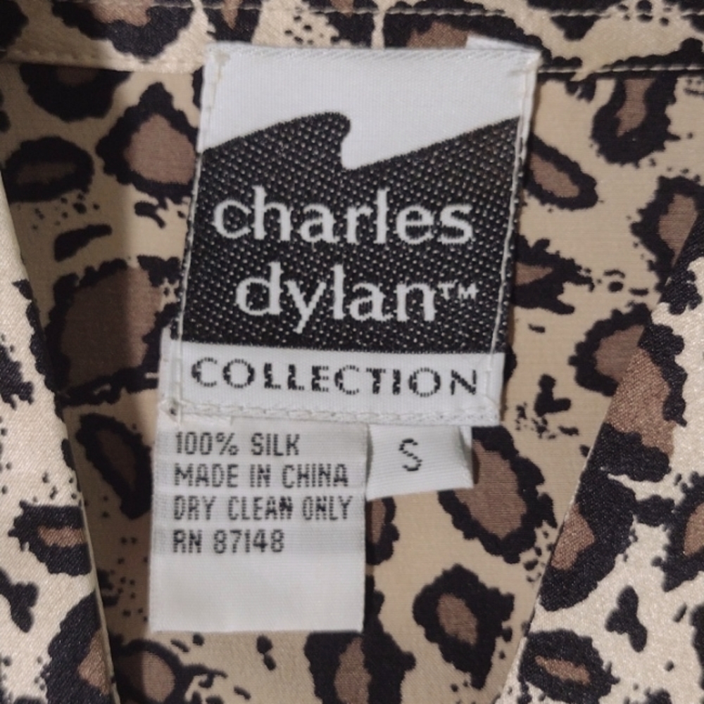 Silk Leopard Print Button-Down Oversize Shirt S - image 4